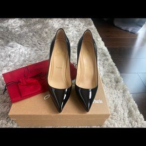 Christian Louboutin Pigalle Plato 120mm Pumps in Black Patent Leather; Size 36